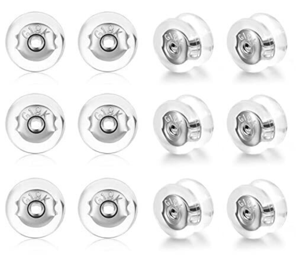 2622 18K Gold Silicone Ear Backs for Studs & Hoops - Secure Fish Hooks